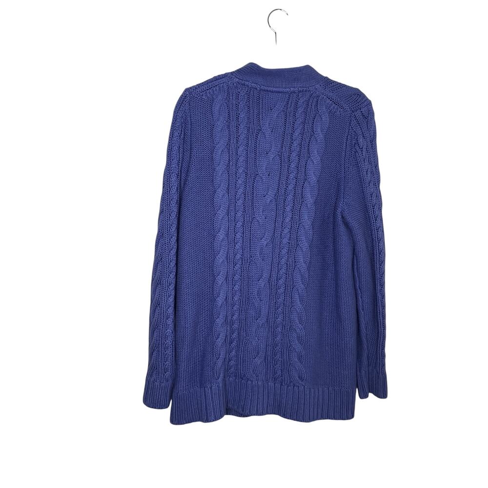 L.L. Bean 100% Cotton Fisherman Cable Knit Button up Cardigan Sweater Size XL